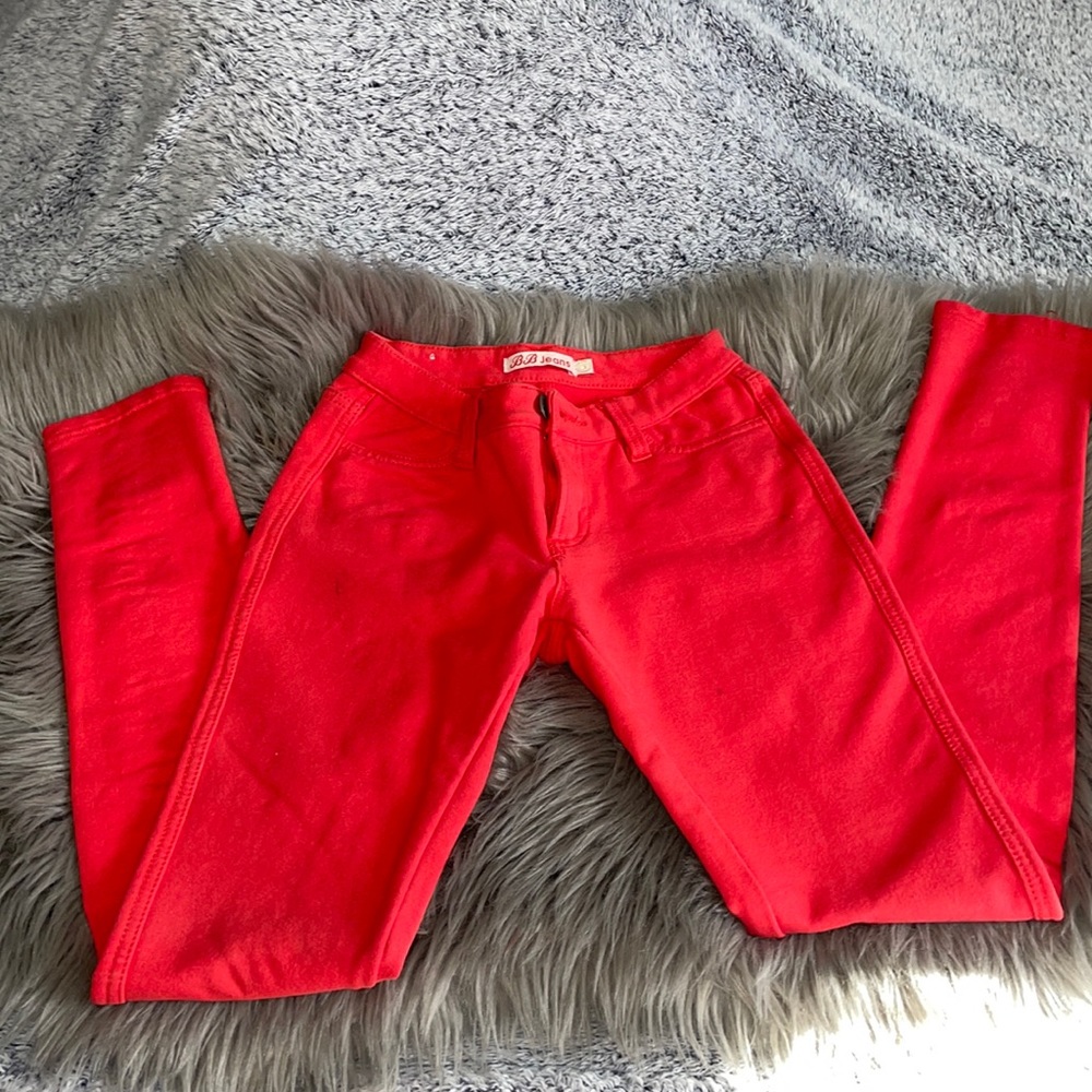 Bright coral stretchy pants